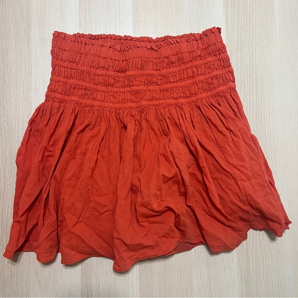 Madewell Orange Smocked Mini Skirt - Picture 3 of 4
